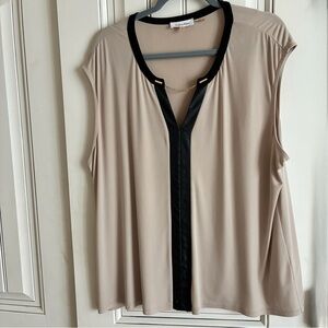 Calvin Klein Tan & Black Chain-Neck Sleeveless Top